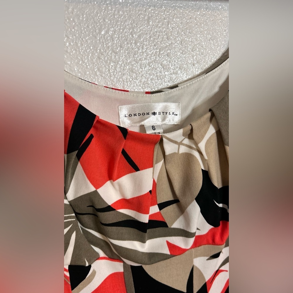 London Style Abstract Patterned Midi Dress Size 6 - Picture 3 of 5
